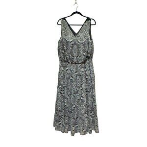 Vintage 90s Y2K Tiered Blouson Black White Midi Whimsigoth Fairy Dress Womens 16